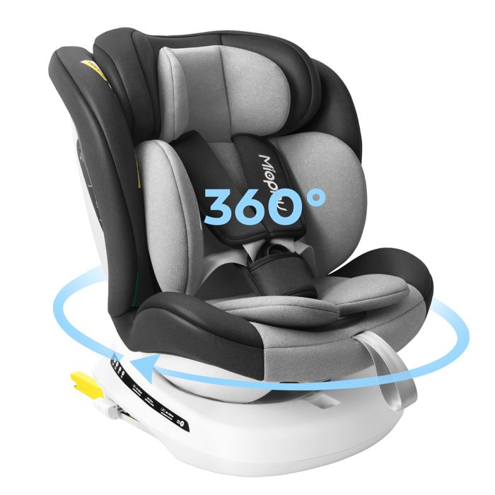 Miophy I-Size Siège Auto Isofix 360°Pivotant Groupe 0+1/2/3 de la naissance à 12 ans 40-150 cm Gris foncé
