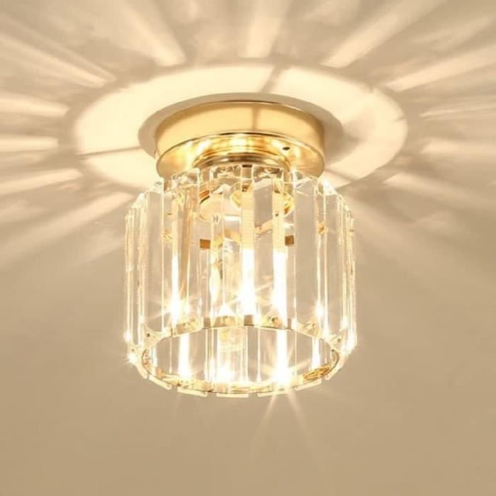 Senderpick – Plafonnier en cristal moderne LED – Lustre circulaire 20x20x13 pouces – Métal et cristal K9 – Éclairage pour salon et salle de bain