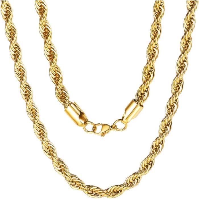 Chaîne Homme En Acier Inoxydable Doré 316L - Collier élégant, Idée Cadeau Noël, Neuf