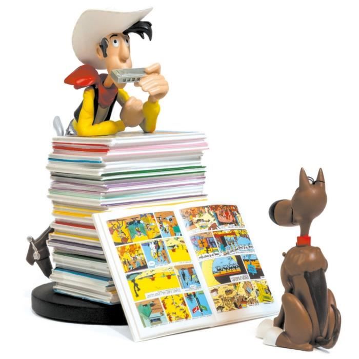 Figurina Lucky Luke E Rantanplan In Resina – 10 Cm, Dipinta A Mano, Decorazione Da Collezione
