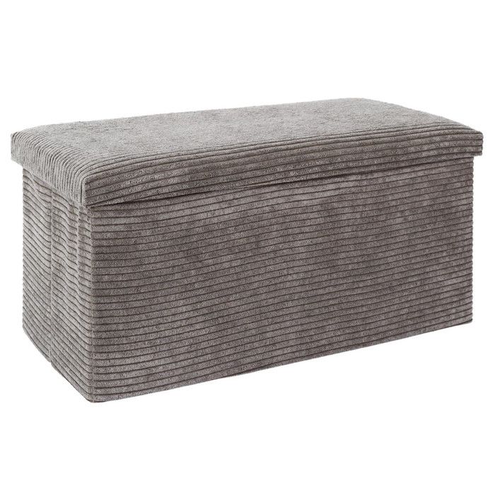 Coffre Banc Pliable - HOME DECO FACTORY - Côtelé - Gris