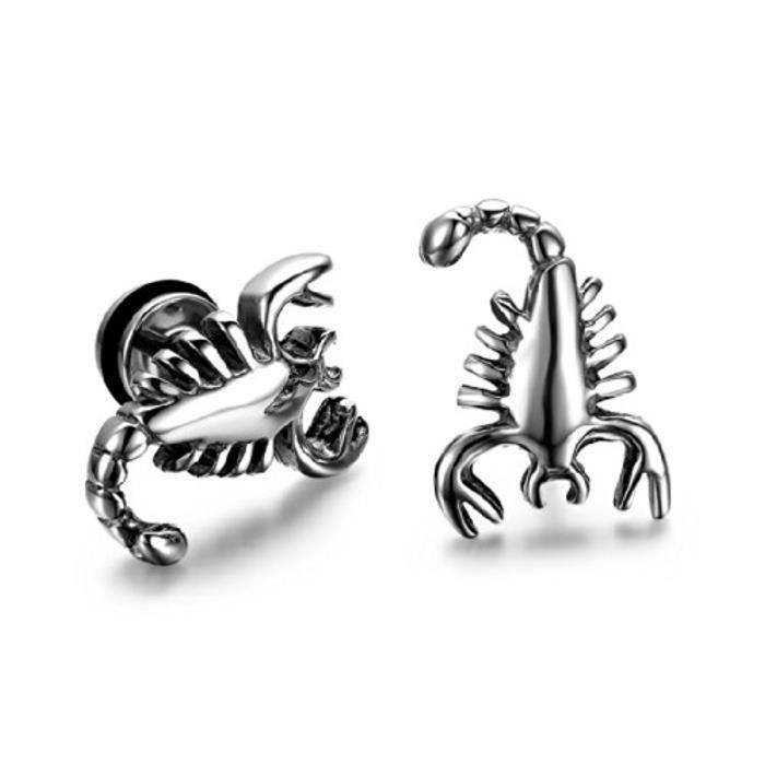 Boucle D'Oreille Cerceau Tordu - Acier Inoxydable Noir - Unisexe Homme Femme