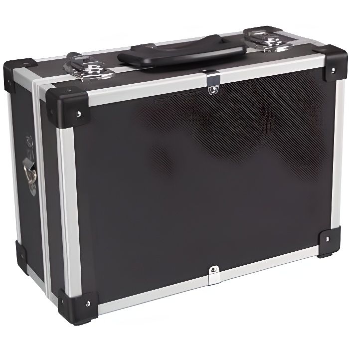 FLIGHTCASE VALISE MALETTE RANGEMENT ALUMINIUM 2 FERMETURES NOIRE  BANDOUILLERE - Cdiscount TV Son Photo