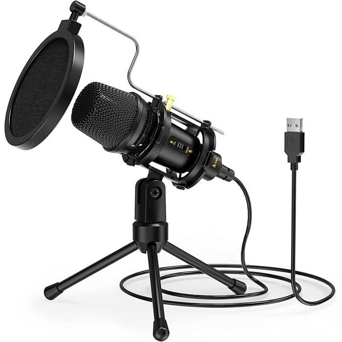 Microphone USB vocal, micro PC à condensateur pour enregistrement