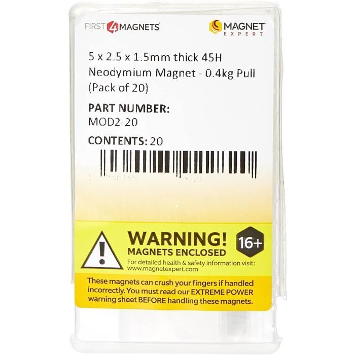 Lot De 4 Aimants Néodyme N42 25x10x4 Mm - Force 5.4kg - Revêtement Nickel-Cuivre-Nickel