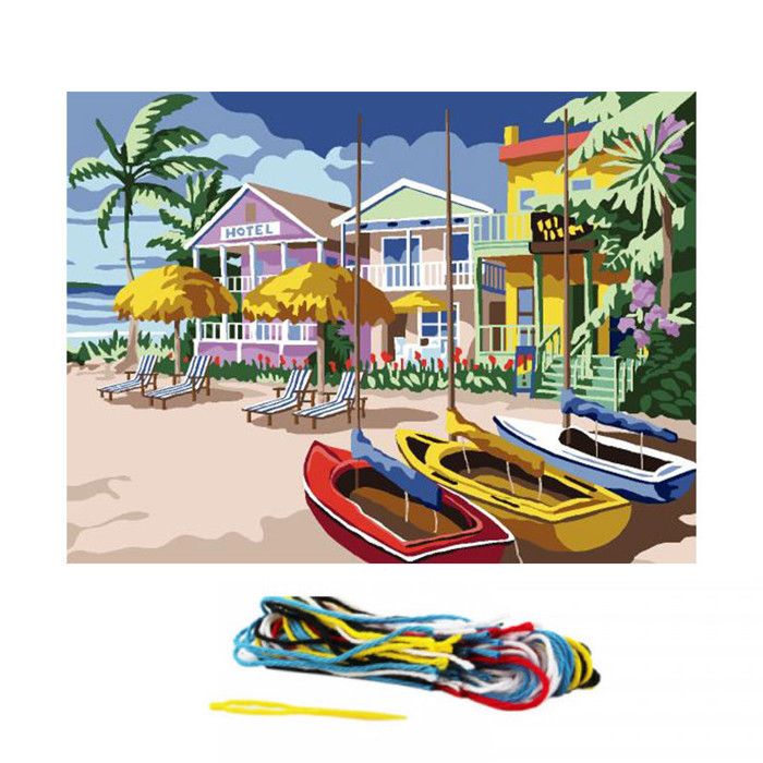 Meilleurs prix pour Kit Canevas Barques - Marque Inconnue - 15 x 20 cm - Loisirs créatifs - Toile canevas imprimé blanc