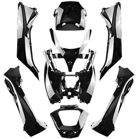 Carrosserie maxi scooter tunr kit adapt. 125/300/400/500 mp3 08-13 noir brillant (8 pcs)