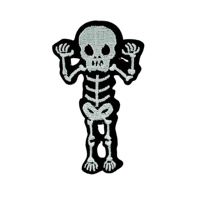 Crâne squelette - Ecusson thermocollant patches appliques, Taille: 6,5