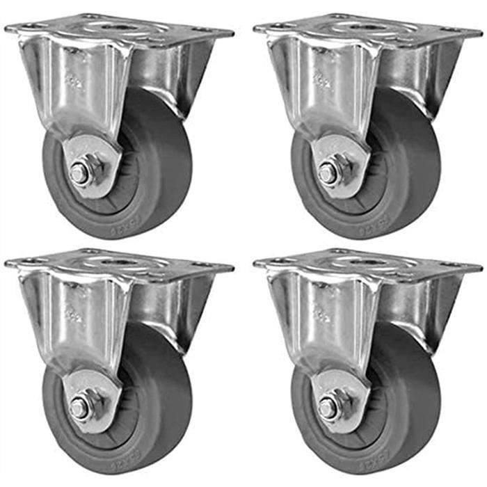 50 Non Arquage Gris En Caoutchouc Rigide Roulettes (Frein) ? 10 Trou De Boulon De