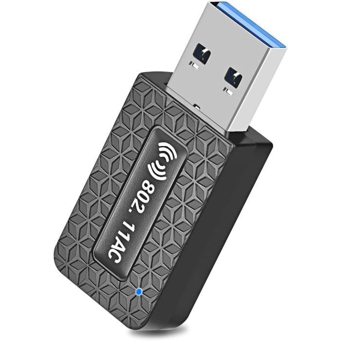 Clé WiFi USB 3.0,AC1300 Mbps Adaptateur USB WiFi Bluetooth, Clé