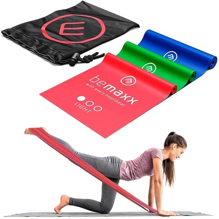 Yoga CampTeck Lot De 5 Bandes De R/ésistance /Élastique Latex Pour Salle De Gym Exercice Kin/ésith/érapie Pil/âtes R/é/éducation et Mobilit/é Avec Sac de Rangement