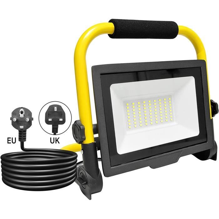 Projecteur LED De Chantier 50W 5000lm IP65 - Éclairage Extérieur Puissant Blanc Froid