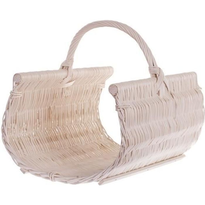 Panier à bûches bicolore en osier 50 x 37 x 43 cm