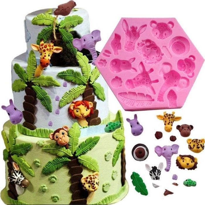 Moule De Gateau Aux Bonbons Jungle Animal World Elephant Girafe Singe Forme Silicone Moule Rose Cdiscount Maison