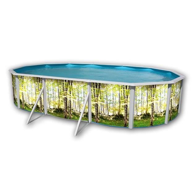 TOI FOR&Ecirc;T Piscine hors sol en acier ovale 640 x 366 x 120 (Kit complet piscine Filtre Skimmer et &eacute;chelle) 