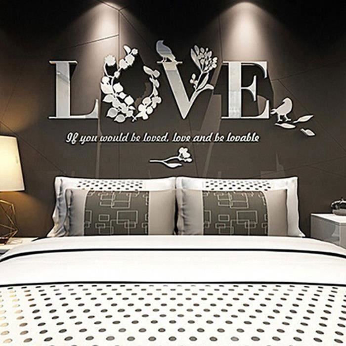 Sticker mural home decor, Stickers muraux salon amovibles, Stickers chambre adulte, Stickers muraux miroir salon [Love Blanc]