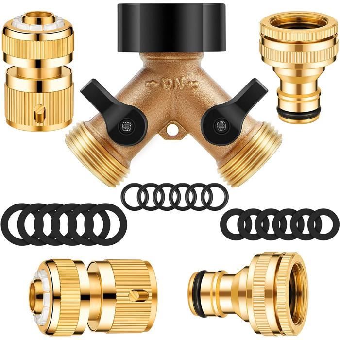 Lot De 3 Raccords Pour Tuyau D'Arrosage - Connecteur Rapide Et Vanne D'Arrêt 1/2 Pouce, Étanche Et Antidérapant