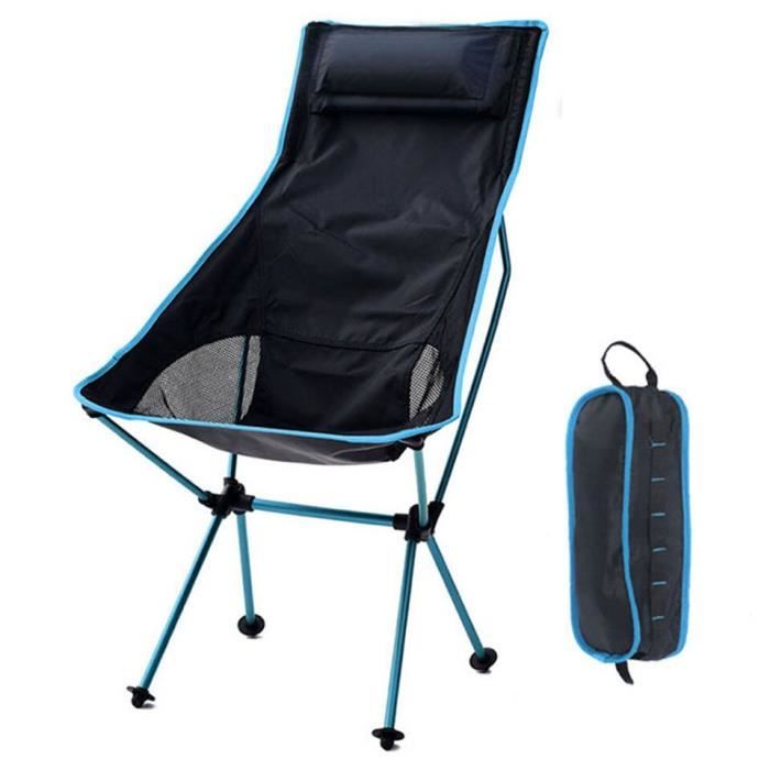 Chaise Pliante Ultra Légère Pour Camping - Aluminium Et Tissu Oxford, Charge 90 Kg, Sac De Rangement Inclus