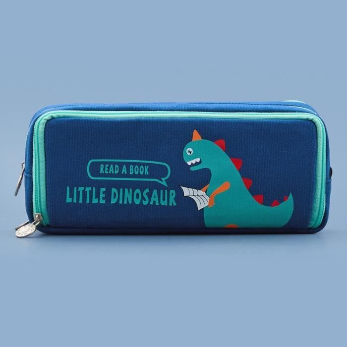 Fmeida Trousse Scolaire Grande Capacité 22x8x8,5cm - Étui à Crayons Imperméable - Noir/Gris/Bleu