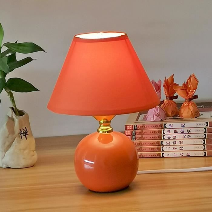Lampe à poser,Petite lampe de table en céramique orange,lampe de