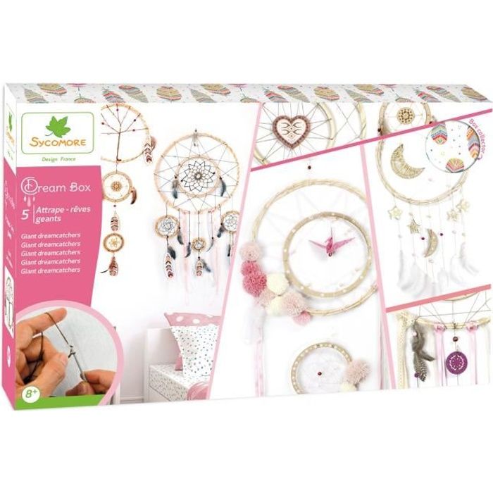 Kit Créatif Attrape-Rêves Tricotin Sycomore - 5 Décorations à Réaliser - Loisir Enfant Dès 7 Ans