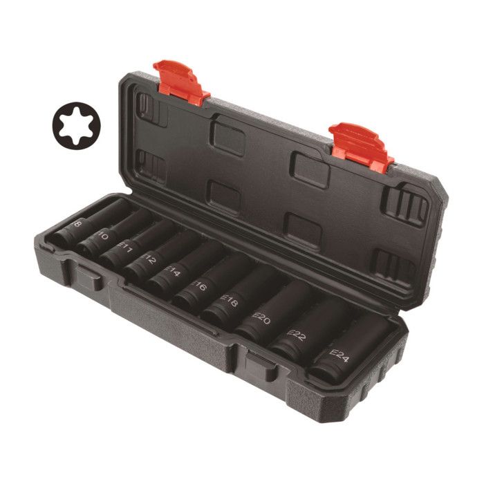 COFFRET 8 DOUILLES A CHOC TORX MALE CARRE 1/2
