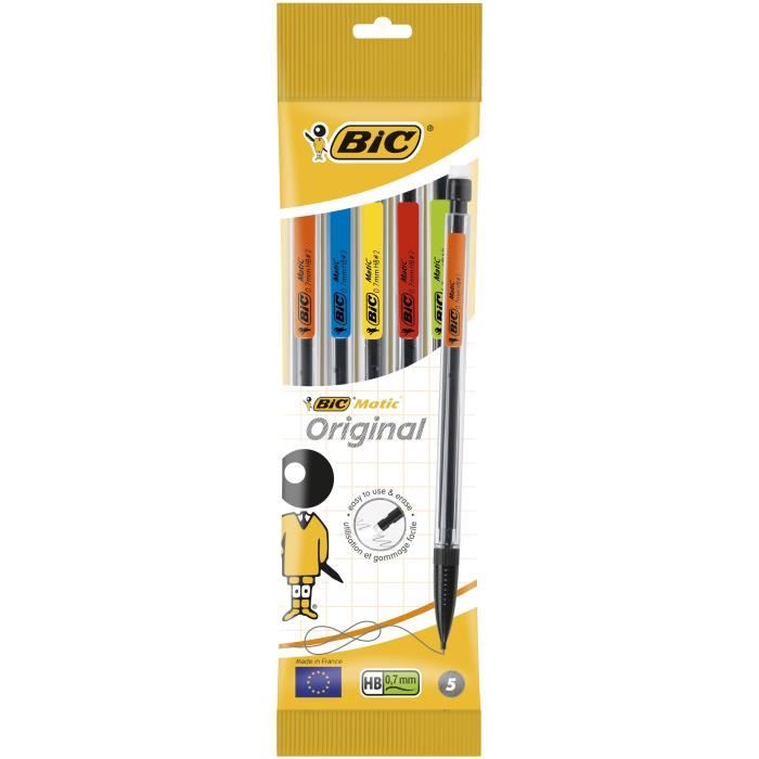 Corps transparent BIC Lot de 5 porte-mines Xtra-Precision Pointe fine 0,5 mm