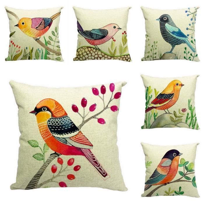 Bigboba 45/×45CM Lin Motif automne et feuille d/érable Housse de coussin en lin 45 x 45 cm Ahornbl?tter-1