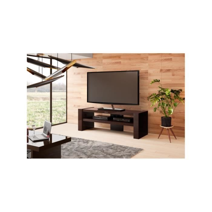 meuble tv laqué 138 cm x 46.5 cm x 47 cm - brun