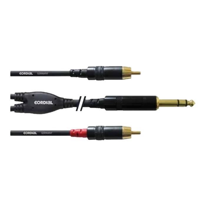 Cordial Câble audio RCA x 2 (M) pour jack stéréo (M) 90 cm noir