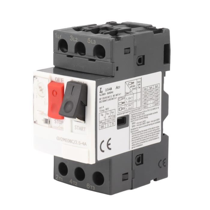 Disjoncteur De Protection Moteur Thermique Magnétique GV2-ME14 6-10A – Montage Sur Rail DIN 35 Mm – Pour Maison, Industrie