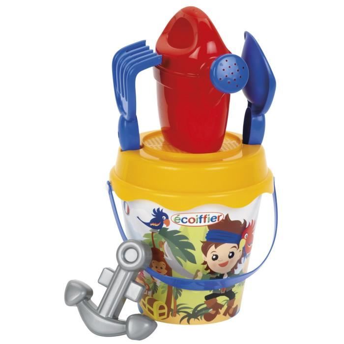 Seau De Plage Ecoiffier Décor Flamant Rose – 17 Cm, Kit Complet Pelle, Râteau, Tamis, Arrosoir, Moule, Dès 18 Mois, Fabriqué En France