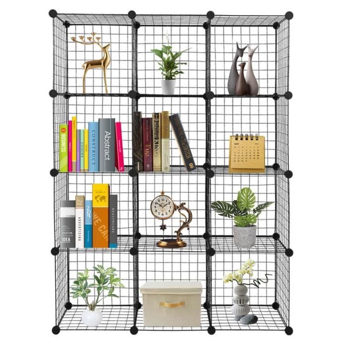 Vitrine Cube De Rangement Industriel FCH - 35x35cm - 12 Grilles - 148cm