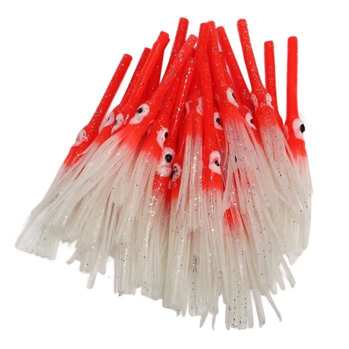 Lot De 50 Leurres Phosphorescents Pour Pêche En Mer - Appâts Souples Type Jupe - Taille 5-12cm - Pêche De Nuit/traîne