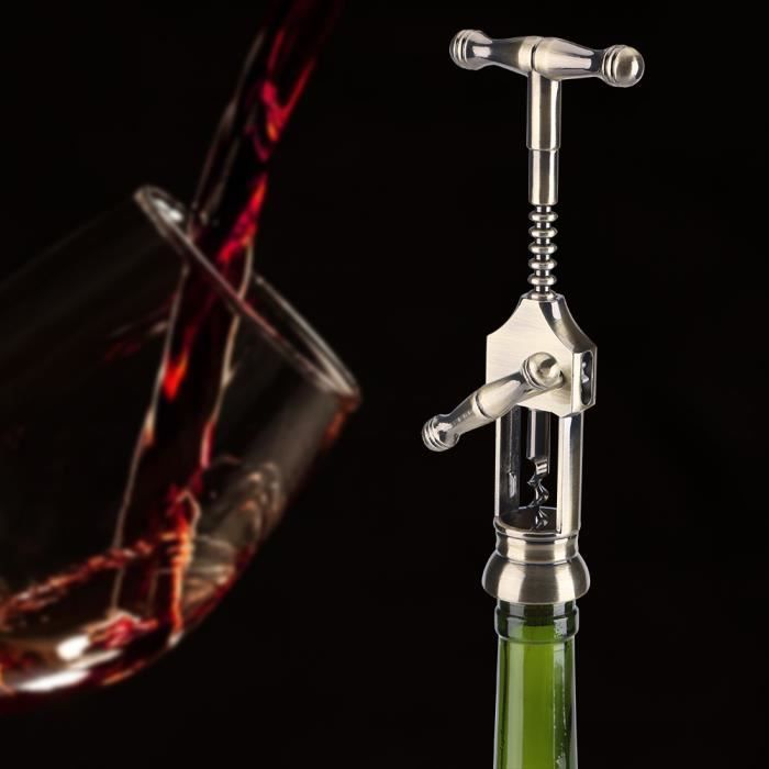 Décapsuleur De Vin 3 En 1 - Tire-Bouchon Sommelier Avec Coupe-Capsule Et Décapsuleur - Manche Bois