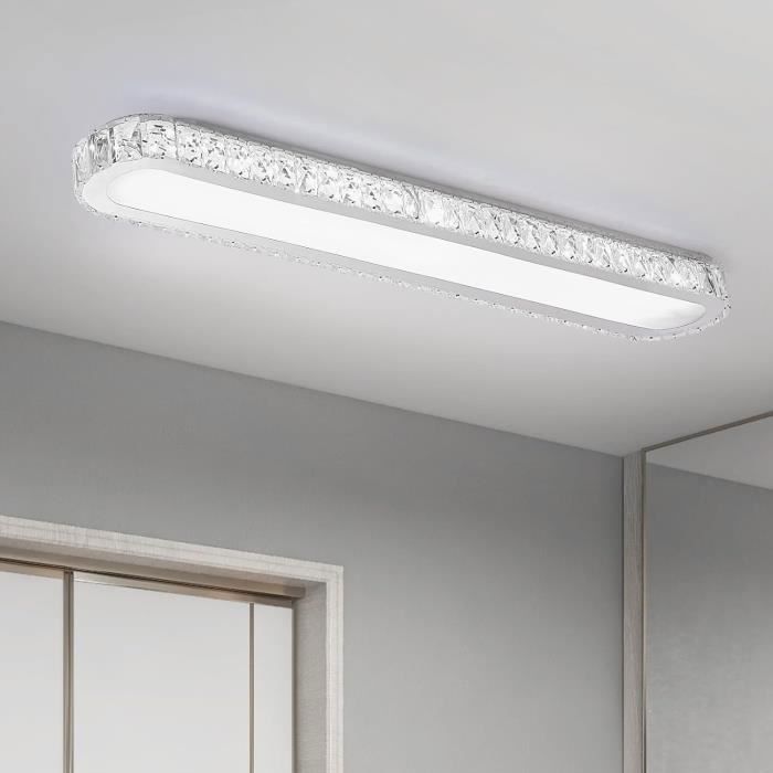 Plafonnier LED Cristal Moderne GANEED - Intensité Variable - Télécommande - Blanc - Cuisine