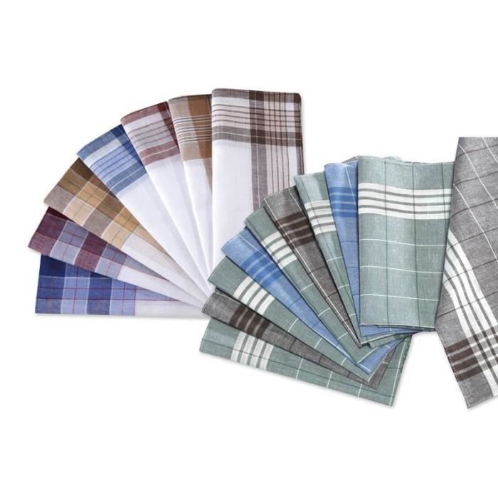 Lot De 3 Mouchoirs Homme En Coton Traditionnels 43x43 Cm - Réutilisables, Doux, Absorbants - Motifs Vintage Élégants