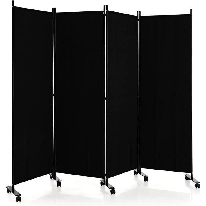 GOPLUS Paravent Séparation Pliable 4 Panneaux avec roulettes, 173×225CM GOPLUS Paravent Séparation Pliable 4 Panneaux avec roulettes, 173×225CM