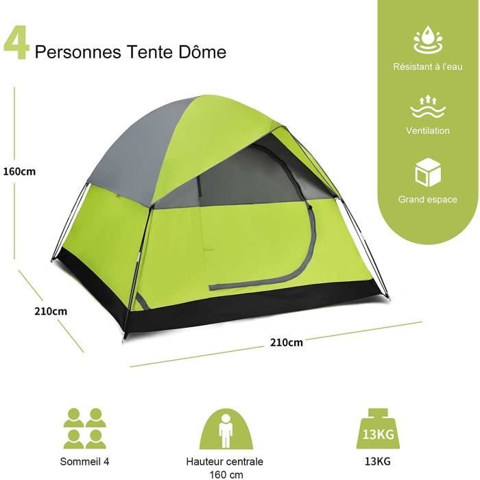 Tente Tipi De Camping 3-4 Personnes – Double Couche, Légère Et Imperméable – Marque Tipi