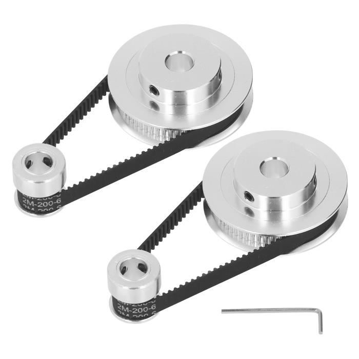 sourcing map 80 Dents 20mm Alésage Poulie Distribution, Aluminium Synchrone Roue Argent avec M5 Vis pour 3D Imprimante Courroie, CNC Machine