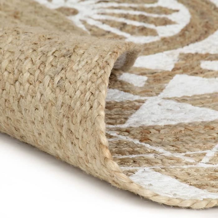 Salle à Manger Chambre Tapis de Salle Tapis de Jute Giralda 100/% Fibre de Jute Naturelle Tissé à la Main HAMID Salon Moquette Douce et Haute Résistance Blanc, 170x120cm