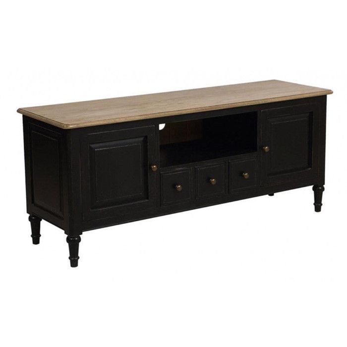 Meuble tv avec rangements - Bois - Noir - Interiors Meuble tv avec rangements - Bois - Noir - Interiors