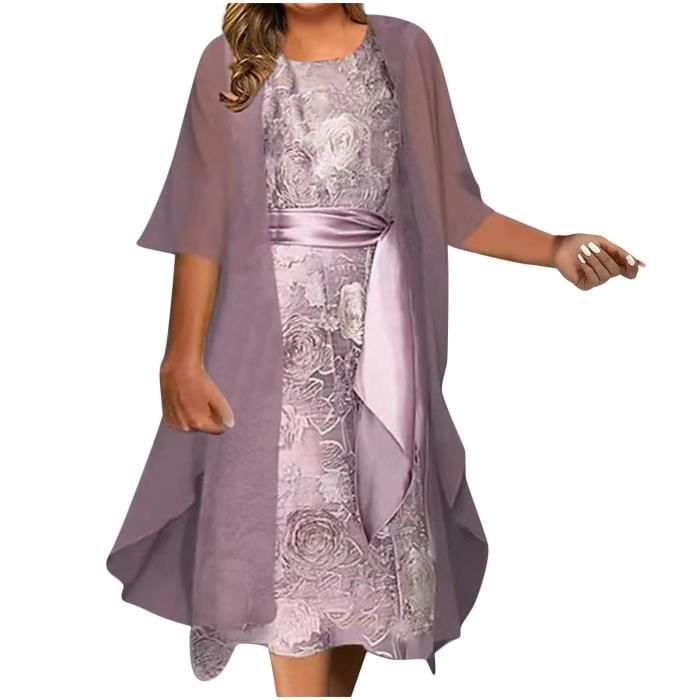 Robe Longue Boheme Chemisier À Manches 3-4 D'Été + Robe Maxi Robe De Plage Deux Pièces Violet