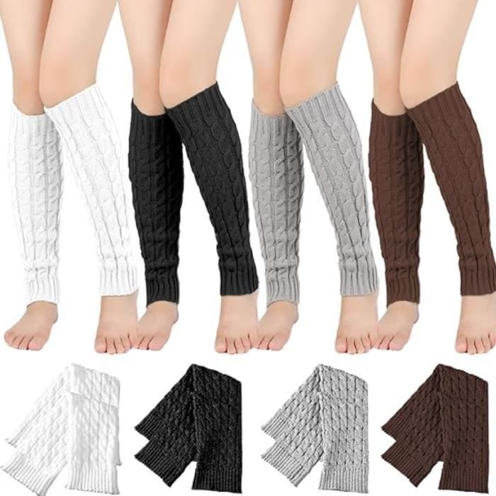 4 Paires Guetre Femme 42cm Jambiere Femme au Crochet Leg Warmers Vintage pour l hiver le Printemps Noir Blanc Gris Marron Couleur comme image Cdiscount Pret a Porter