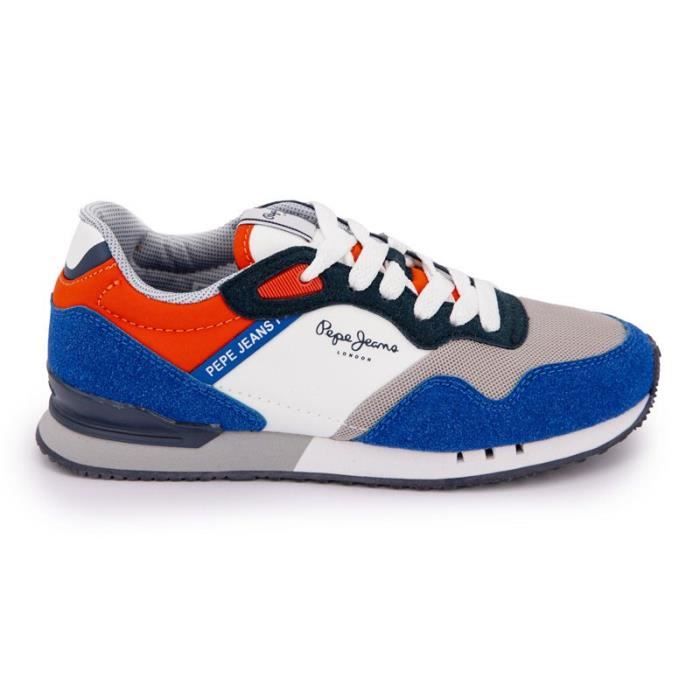 baskets - pepe jeans - b.may beat pbs30553 - garçon - bleu - lacets