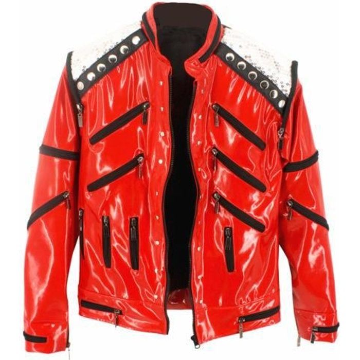 Rouge /& Noir Homme Veste en Cuir-Toutes Tailles Michael Jackson BEAT IT MJ Blanc