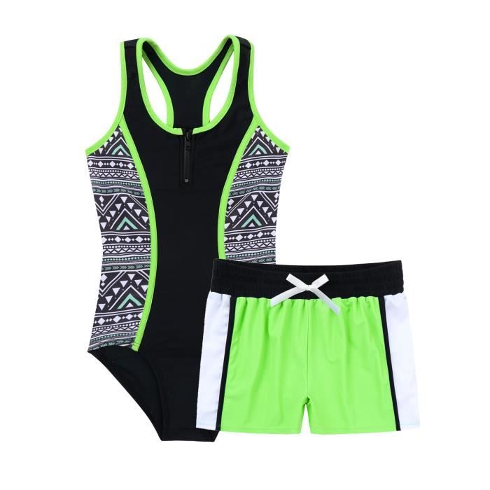 IEFIEL Slip De Bain Fille Enfant 3-16 Ans – Culotte Short De Bain Stretch – Piscine, Plage, Natation – Confort & Séchage Rapide