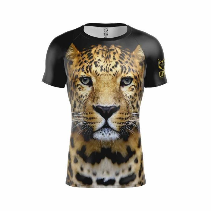 T-shirt technique Otso - leopard - XL - Homme - Running - Noir