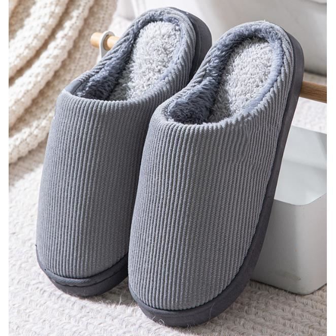 Chaussons en peluche pour hommes et femmes, chaussures de maison d'hiver,  pantoufles en coton doux