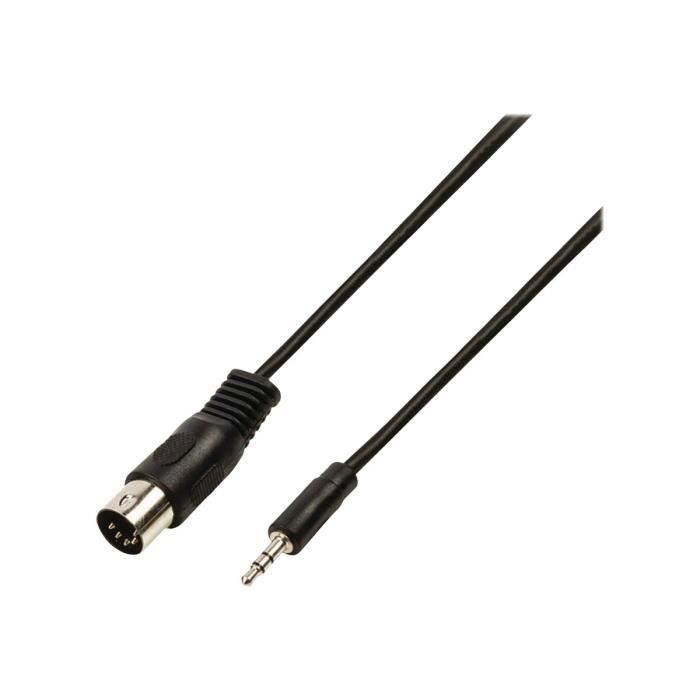 Nedis Câble audio DIN 5 broches (M) pour mini jack stéréo (M) 2 m noir rond
